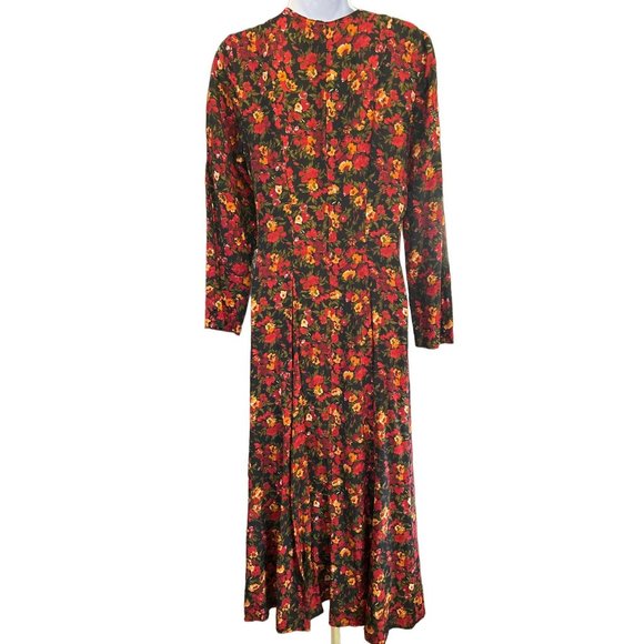 Vintage Express Women's Floral Button Front Midi Dress Size 7/8 Y2K Campagnie - Picture 5 of 6